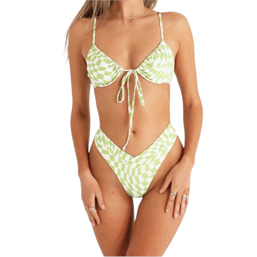 Green Checkered Bikini Set